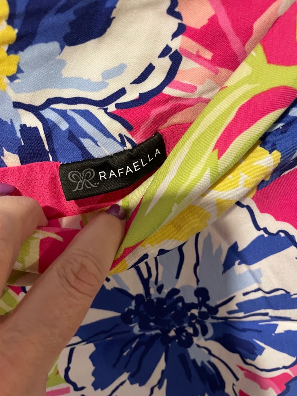Rafaella Pink Floral Golf Skort with Blue & Yellow Accents Sz L - Picture 2 of 5